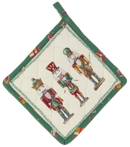 Nuvole di Stoffa Presina da cucina natale quadrata in stoffa con Schiaccianoci o Albero Christmas Carol 18x18 cm 2 varianti (1pz) Schiaccianoci