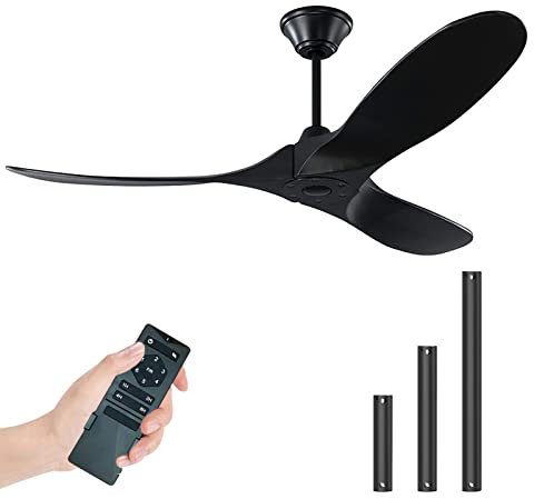 OUENGK Black Ceiling Fan with Remote, 70 Inch Large Ceiling Fans Without Lights, Farmhouse Outdoor Ceiling Fan No light, Modern 3 Blade Wood Propeller Ceiling Fans for Patios Bedroom Living Room