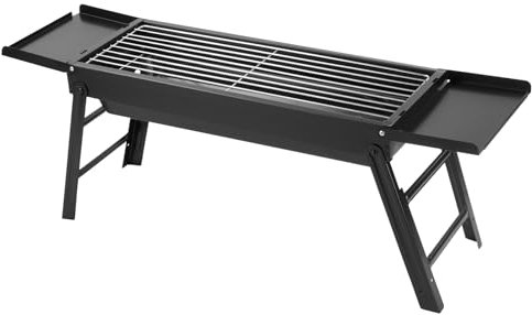 KCT Foldable BBQ with Side Shelves for Travel, Camping Folding Grill for Fishing, Motorhomes, Caravans