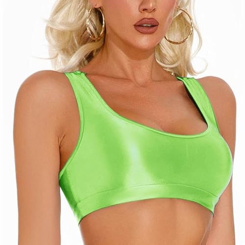 AIEOE Crop Tank Top Mujer Y2k Sexy Camiseta Sin Mangas Clubwear Sin Espalda Glossy