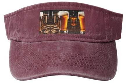 Bier-Sonnenblende, offener Hut für Damen und Herren, Fischerhut, Sonnenschutz, Sonnenblende für Erwachsene, Rot/Ausflug, einfarbig (Getaway Solids), Einheitsgr��e