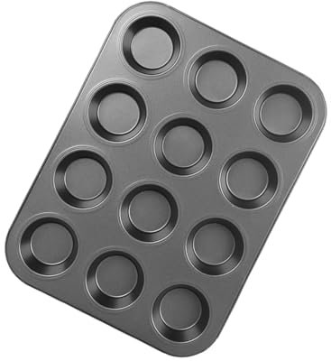 Grande Molde de Silicona para 12 Magdalenas, Bandejas para Hornear Muffin con Recubrimiento Antiadherente de Acero al Carbono para Muffins, Cupcake, Brownie, Pudín 35 x 26.5x 3 cm