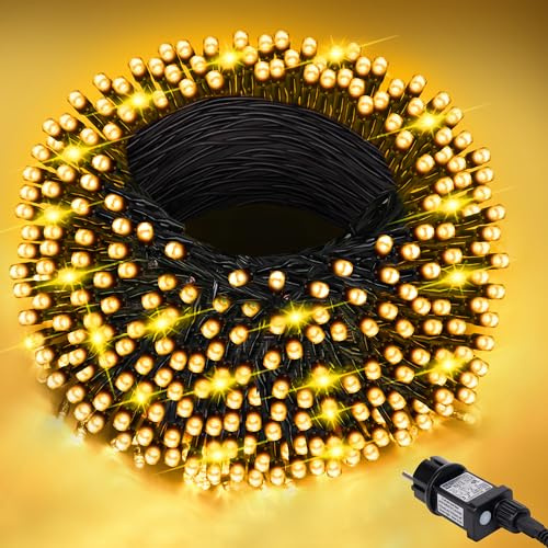 LED Lichterkette Außen, 50 m 400 LED Weihnachtsbaum Lichterkette, 8 Modi LED Lichterkette Innen mit Timing- und Speicherfunktion Für Weihnachten, Party, Hochzeit, Garten, Balkon Deko (Warmweiß)