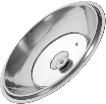 PHENOFICE Praktischer Topfdeckel aus Edelstahl und Glas 30cm Überkochschutz Verbrühungsschutz Küchenzubehör Haushalt Zufälliger Stil