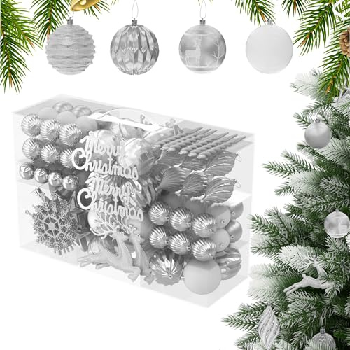 YRHome 108pcs Weihnachtskugeln Klein Weihnachtsbaumkugeln Christbaumkugeln Kunststoff mit Aufhänger Weihnachtsdekoration Kugeln Weihnachtsschmuck Deko Weihnachtsbaumschmuck, Silber