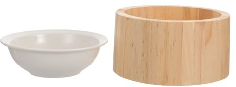 Mipcase Support Surélevé en Céramique pour Chat avec Support en Bois Et Double Usage comme Bol Alimentaire