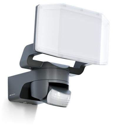 Steinel LED-strålkastare för utomhusbruk XLED Protect S antracit, 180° rörelsedetektor, 3000K varmvit, 14,3 W, IP54, för garage, trädgård