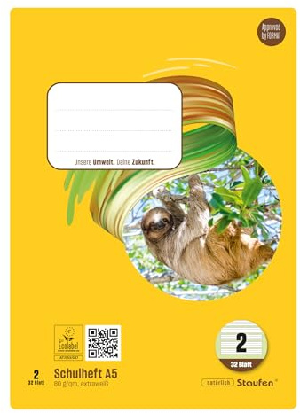 Style Schulheft - 10 Hefte à 32 Blatt, DIN A5, 80 g/m², liniert 4/4/4 mm | Lineatur 2, hochwertiges Papier, ausgezeichnet mit dem EU Ecolabel, praktische Details