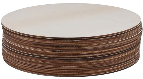 ZOENHOU 25 stycken naturliga träskivor 20 cm, 0,25 cm tjock, obehandlad träplatta rund för pyssel, gör-det-själv-projekt, dörrdekoration och juldekoration