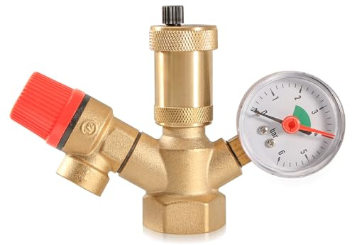 Silkwish Grupo de seguridad DN25 (1 pulgada) | 3 bar | hasta 50 kW | grupo de seguridad con válvula de seguridad, manómetro, purga rápida y aislamiento | grupo de conexión para calefacción de válvulas