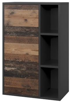Vicco Hängeschrank Berno, Schwarz/Oldstyle, 50.1 x 78.4 cm | mit 3 offenen Fächern, zur Wandmontage geeignet für zusätzlichen Stauraum