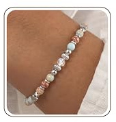 ORAZIO Bracelet Femme Bracelet Pierre Naturelle Femme Bracelet Perles Acier Inoxydable Pierre De Lune Réglable Bijoux Femme Cadeau Anniversaire Noel
