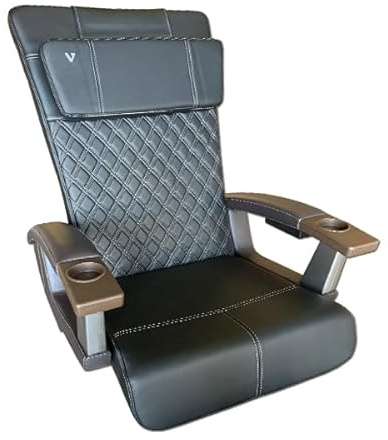 VTD Pedicure Massage Chair Leather Cover Pad Set/Upholstery/Back Pillow Seat Diamond Look Model HT138 Compatible Nail Salon Beauty Remodeling (Black)