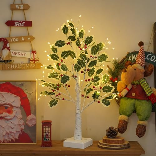 Howeifull 72 LED Lichterbaum 60cm mit Timer, Weihnachten Dekobaum Warmweiß