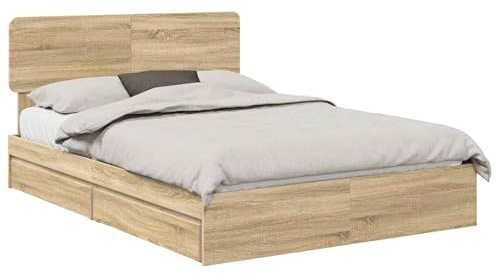 vidaXL Aufbewahrungsbett Sonoma-Eiche 140 x 200 cm Holzwerkstoff