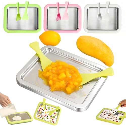 Kit per gelato arrotolato a casa, grande macchina per gelato istantaneo con 2 spatole, piastra portatile arrotolata istantanea, macchina per yogurt congelato fai da te per bambini e attività