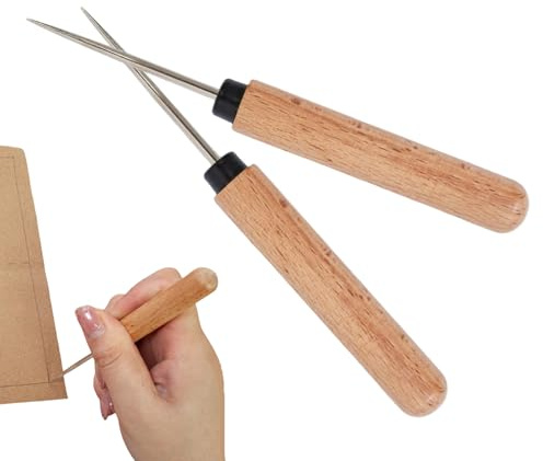 Attrezzo per Punteruolo da Cuoio - Attrezzo Con Manico In Legno - Punteruolo Per Forare Il Cuoio,Per Principianti Appassionati Adulti Casa Laboratorio