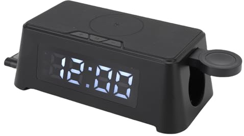 BONKZEBU Klocka Trådlös Laddare Smart LED-skärm Väckarklocka Temperaturavläsning Trådlös Laddningsstation för Telefon Hörlursklocka 6 i 1 Laddare för Skrivbord