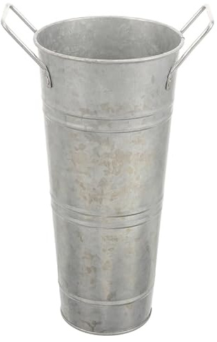 MUSISALY ParagüEro Vintage De Metal Alto Cubo Para Paraguas Multifuncional Con Base Antideslizante Y DiseñO Estilo CláSico Soporte Para Sombrillas Para Entrada Y Hogar Plata Mate 9.84X5.90X4.33In