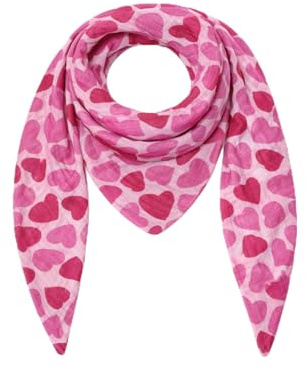 FASHION YOU WANT Musselin Tuch mit Herzen Dreieck HERZ in HERZ Damen Halstuch Herzmuster Made in Italy 195x72cm Frühling Sommer Weich Leicht kuscheliger Baumwolle Schal