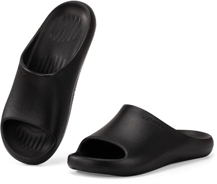 JOMIX Chanclas de Hombre Slip On Verano, Zapatillas de Casa de Goma EVA Antideslizantes y Cómodas, Calzado de Playa y Piscina para Uso Diario y Hogar,Negro,43/44 EU