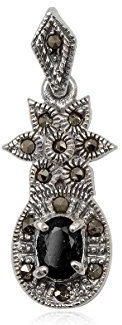 EYS JEWELRY® Damen-Anhänger Jugendstil 32 x 12 mm Saphir Markasit 925 Sterling Silber blau im Etui Damenanhänger