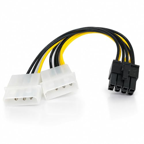 Aukson R38 8-Pin PCIe Stromkabel - 2X 4-Pin Molex zu PCI-E Adapter, 15 cm - Hochwertiger Grafikkarten Stromadapter für Stabile Leistung