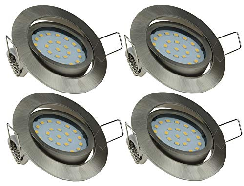 ChiliTec LED Einbauleuchte Deckenspot Einbauspot 4Watt 330 Lumen 26mm Tief Ø Loch 71mm schwenkbar 230V Sehr Flach Leichte Montage … (4 Stück)