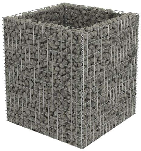 vidaXL Lit Surélevé à Gabion Acier Galvanisé Argenté 90x90x100 cm Jardinière