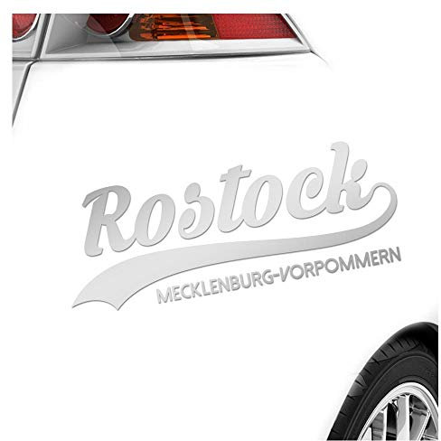 Kiwistar - Autoaufkleber - Rostock Mecklenburg-Vorpommern - Silber - 20x8cm - Aufkleber Auto, Laptop, Fahrrad, LKW, Motorrad mehrfarbig JDM Decal Racing