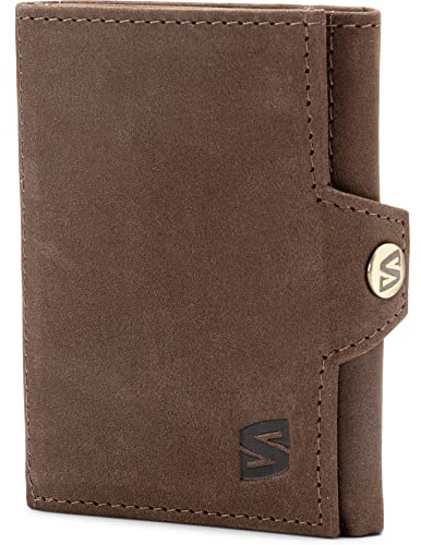 SERASAR Leder Portemonnaie [Genius] Herren Braun Echtleder Geschenk