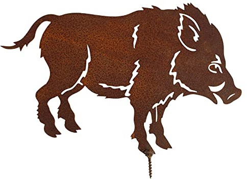 Rost Wildschwein zum Einschrauben Edelrost Keiler Metall Dekofigur Rostdeko