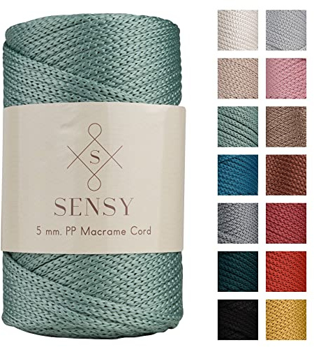 S Sensy - Salbei 5MM Premium Polypropylen Makramee-Kordel, 400g, 95m