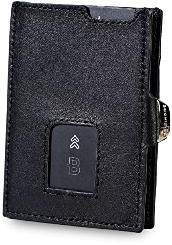 BELTIMORE – Wallet „Duke“ Schwarz – Kartenwallet mit Geldklammer + Kleingeldfach – bis zu 6 Karten – aus echtem Leder – RFID Schutz- Kreditkarten Etuis - Cardholder - Top Qualität