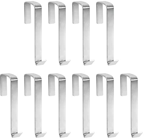 10er-Pack über Tür Metallhaken, robuster einzelner Metall-Über-Tür-Aufhänger, robuster Metallhaken, verbessert zum Aufhängen, Handtücher, Kleidung, Taschen, Kabine, passend für 4.5cm dicke Türen