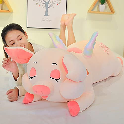 AECHII Cartone Animato Maiale Angelo Giocattoli farciti Kawaii Carino Maiale Rosa Cuscino per Ragazze Bambini placare Cuscino Regali di Compleanno Adorabili 60 cm