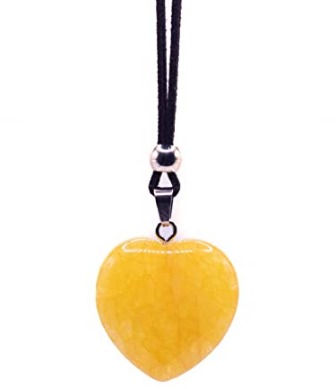 NILUXE DESIGN Pendentif en Pierre Naturelle en Forme de Cœur 3x3 cm - Collier Femme Amulettes de Protection - Cœur Minéral Gemme Semi-Précieuse Différents Coloris de Pierres(Citrine)