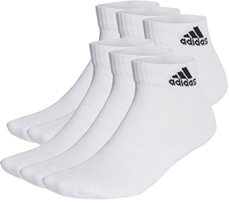 adidas Unisex Cushioned Sportswear Ankle Socks 6 Pairs, White/Black, 37-39
