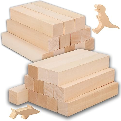 24 Stück Schnitzholz 10 cm Natürlich Lindenholz zum Schnitzen 10x2,5x2,5cm Lindenholz Unbehandelt Schnitzholz für kinder Weich Holzblock Groß Schnitzholz Rohlinge für DIY, Handwerk, Erwachsene