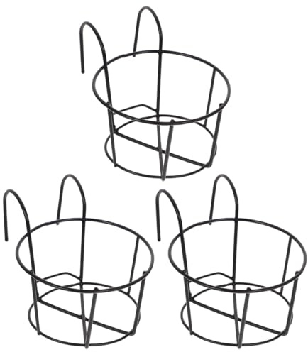 Cabilock 5.5 Inch Round Metal Flower Stand Hanging Planter Pot Holder for Balcony Railing Fence Indoor Outdoor Plant Decoration