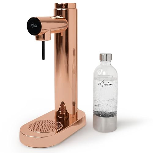 Machine à eau pétillante MonTen Soda - Machine à eau gazeuse en cuivre - Comprend une bouteille d'eau réutilisable de 900 ml - Compatible avec les cylindres de CO2 Sodastream à visser