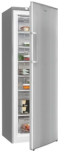 Exquisit Gefrierschrank GS280-HE-040D inoxlook | Tiefkühlschrank Gross 242 Liter | 4* Schnellgefrieren | Gefrierschrank Gross | Türanschlag wechselbar