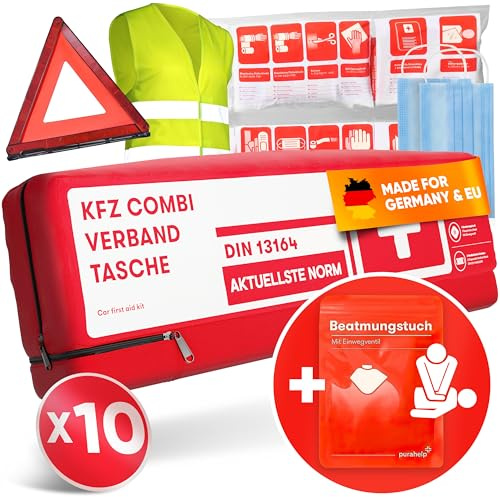 PURAHELP 10x KFZ Kombitasche nach aktueller Norm 2026 DIN 13164