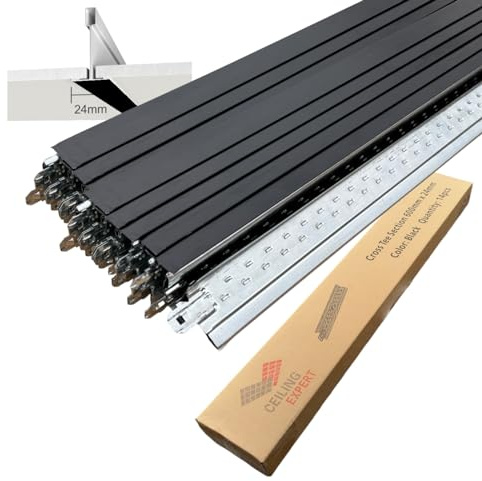 Suspended Ceiling Grid Component, Black Cross Tee Section 600mm x 24mm T24 T600 Pack of 14pcs