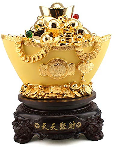 GaRcan Feng Shui Ornamente Statue Goldener Barren/Yuan Bao Schatzbecken Reichtum Porsperity Figur Dekor für Büro und Zuhause,B (A)