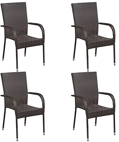 Rantry Stapelbare Gartenstühle 4 STK. Poly Rattan Braun Gartenmöbel Model310083