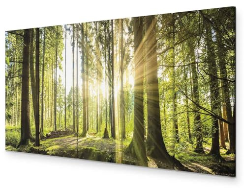 B&D XXL - Leinwandbild Struktur Natur Bäume, 200x80 cm, 5-teilig, modern | Hochwertige Leinwand, sofort aufhängbar, ideal fürs Wohn- oder Schlafzimmer, wasserfest und lichtecht, langlebig, stilvoll