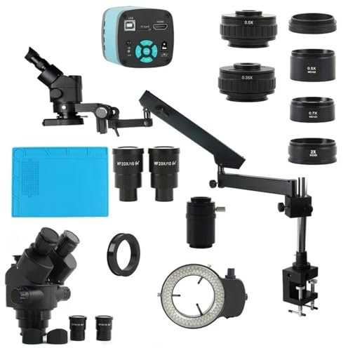 Mikroskop-Zubehör-Kit Gelenkarm-Säulenklemme, 3,5 x 90 x simultanes Brenn-Trinokular-Stereomikroskop, industrielle 48 MP 55 MP HDMI Typ-C-PC-Videokamera Mikroskopische Objektträger (Size : 48MP 4K HD