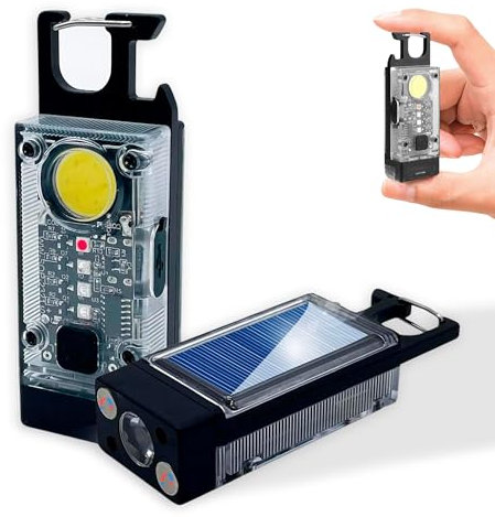 EXPLORE ERA Mini Linterna LED, Linterna pequeña, Linterna Solar, Linterna Llavero, Linterna Bolsillo: Recargable USB, 9 Modos, EDC, Campamento, Supervivencia Militar Y Tactica Policial, Alta Potencia