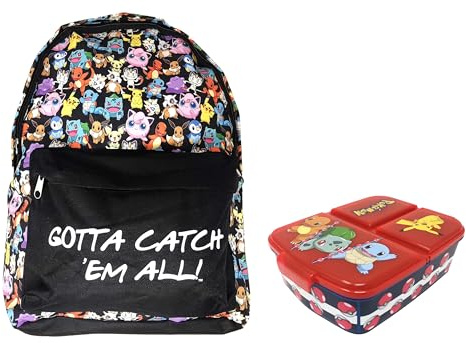 Theonoi Set Pokemon - Mochila escolar, Lata + Bolsa A, M